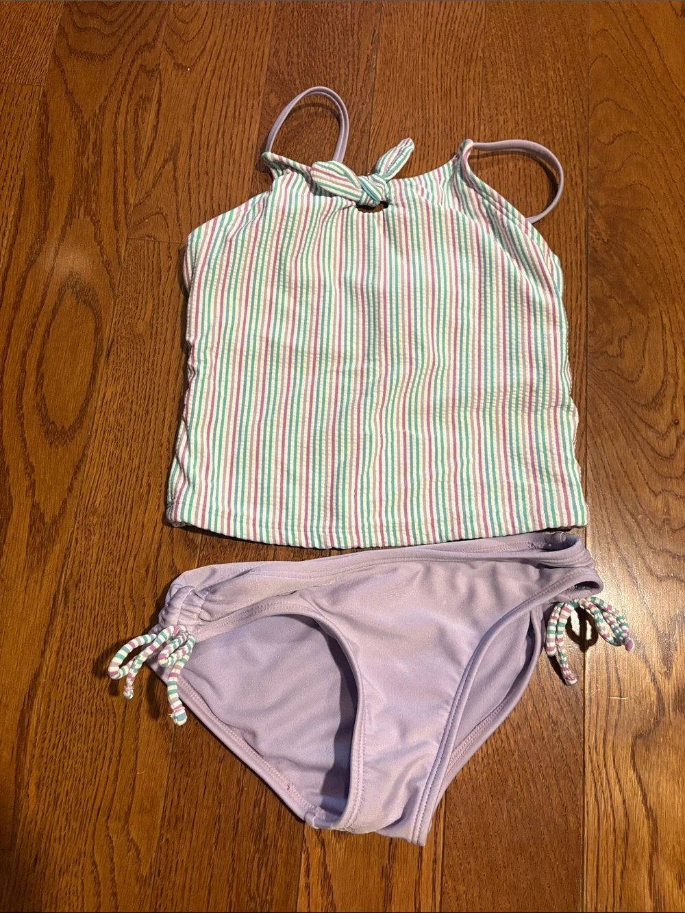 Cat & Jack Lavender Tankini with Pastel Stripes